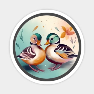 Love Duck, Mandarin Duck, Love Birds Design Magnet